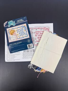 Sunset Jiffy Sweet Angel Blessing Counted Cross Stitch Kit 16618 Morehead WIP